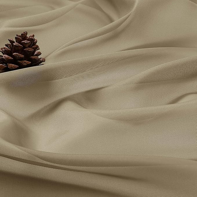 Sheer Curtains 84 Inches Long 2 Panels Set, Sheer Taupe Curtains - Image 8
