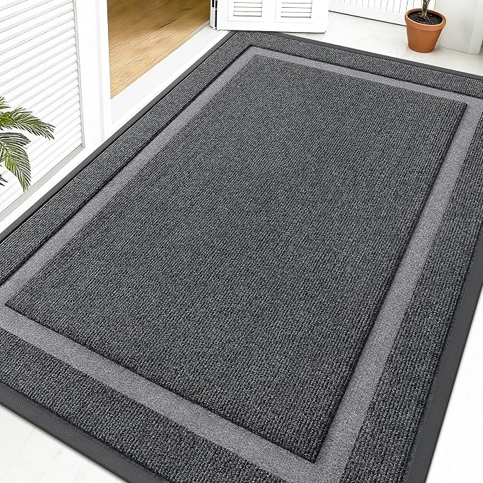 OLANLY Front Door Mat Outside 59x40, All-Season Heavy-Duty Rubber Doormat | Grey by OLANLY