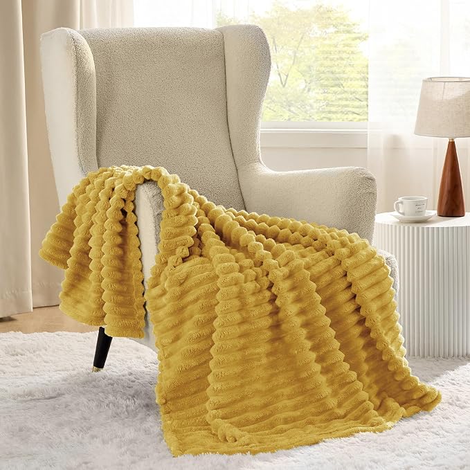 Bedsure Soft Yellow Throw Blanket - Image 3