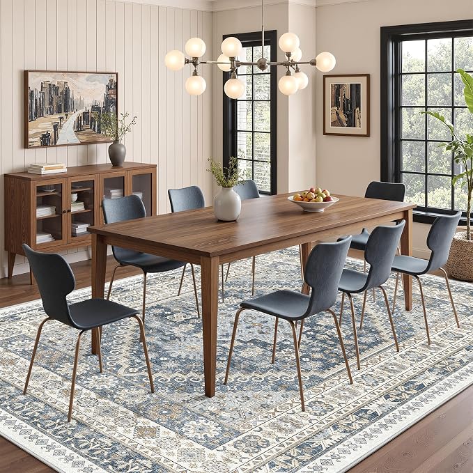 Washable Rugs 8x10 Area Rugs for Living Room, Vintage Floral Bedroom Rugs - Image 3