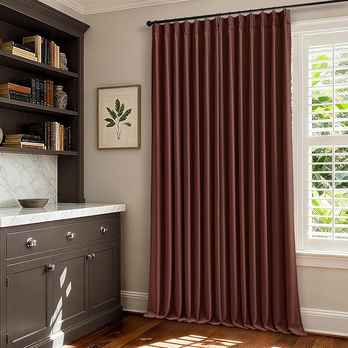 Maroon Blackout Pinch Pleated Linen Curtains 105 Inches Long | Thermal Insulted - Image 8