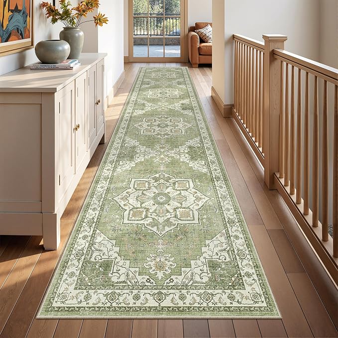 Runner Rug 2x10, Washable Rugs for Entryway Rug, Light Green | Non Slip Kitchen - Image 3