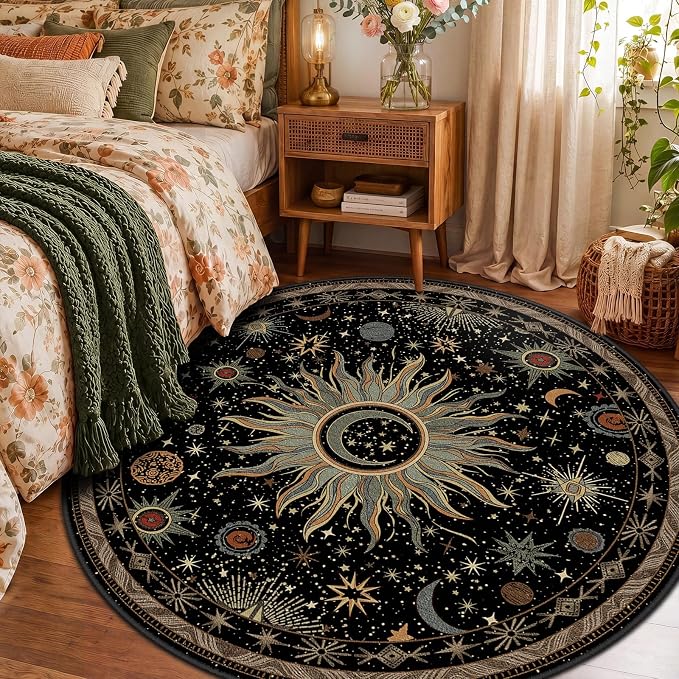 Vacuum-Friendly, Round 6ft Washable Area Rug - Image 2