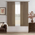 Pinch Pleated Linen Dutch Cocoa Semi Sheer Curtains 63 Inch Long 2 Panels | by Twodrapes