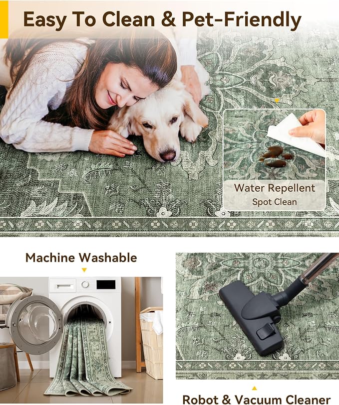 RELEANY Washable Area Rug, Runner 2'6"x14', Water Repellent, Pet Friendly - Image 5