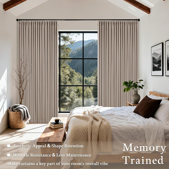 70 Inch Wide Blackout Curtains 96 Inches Long Pinch Pleated Burlywood Birch | - Image 5