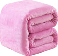 Fleece Blankets Travel Size for All Season 350GSM - Premium Lightweight Anti-Static Throw for Bed Extra Soft Brush Fabric Warm Sofa Thermal Blanket 50" x 61"(Pink Travel)