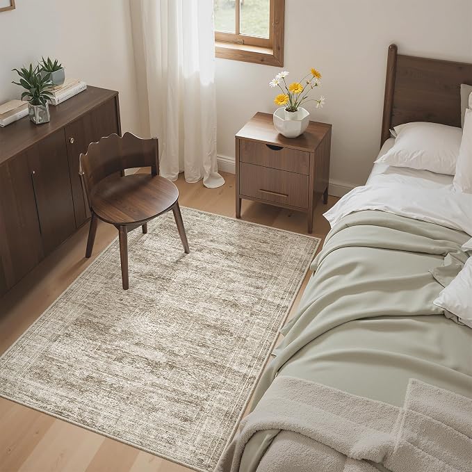 Soalmost 3x4 Rugs Non-Slip, Small Washable Kitchen Entryway Area Rug Brown | by Soalmost