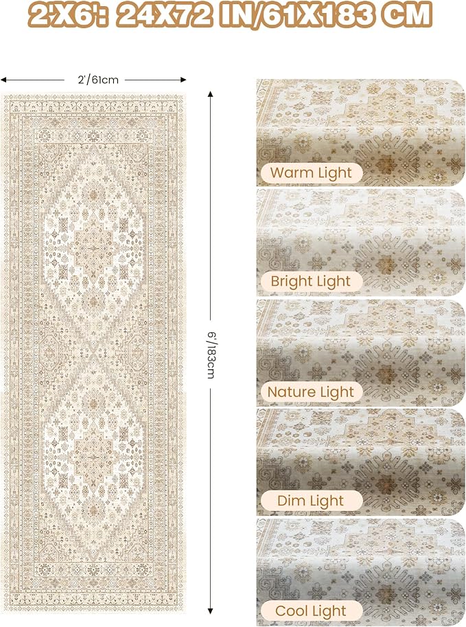 Runner Rug 2x6, Non Slip Washable Rugs - Image 2