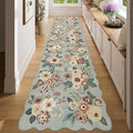DUKINO 2x8 Washable Runner Rug, Floral Non Slip Kitchen Rugs, Sage Green | Low by DUKINO