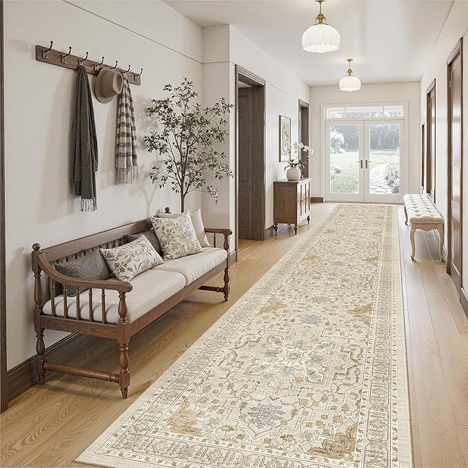 Madane Hallway Runner Rug 2'6''x16' Kitchen Runners Vintage, Soft Low Pile - Image 4
