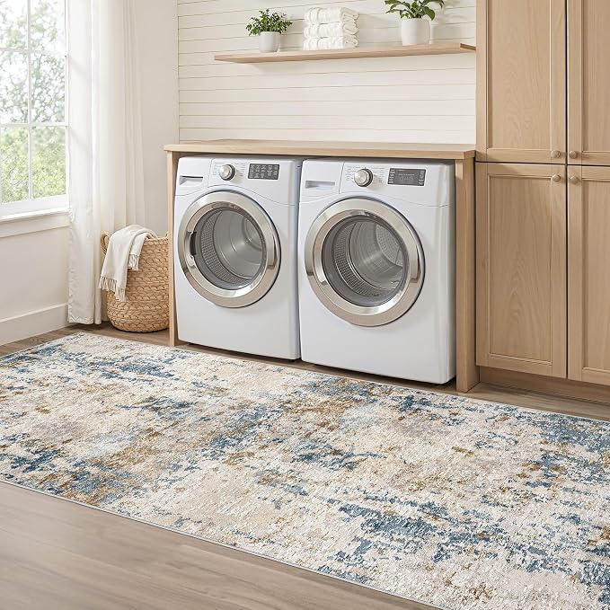 LOONGRUG Runner Rug 3x8 Washable Non-Slip Kitchen Neutral Modern Rug | Abstract - Image 7