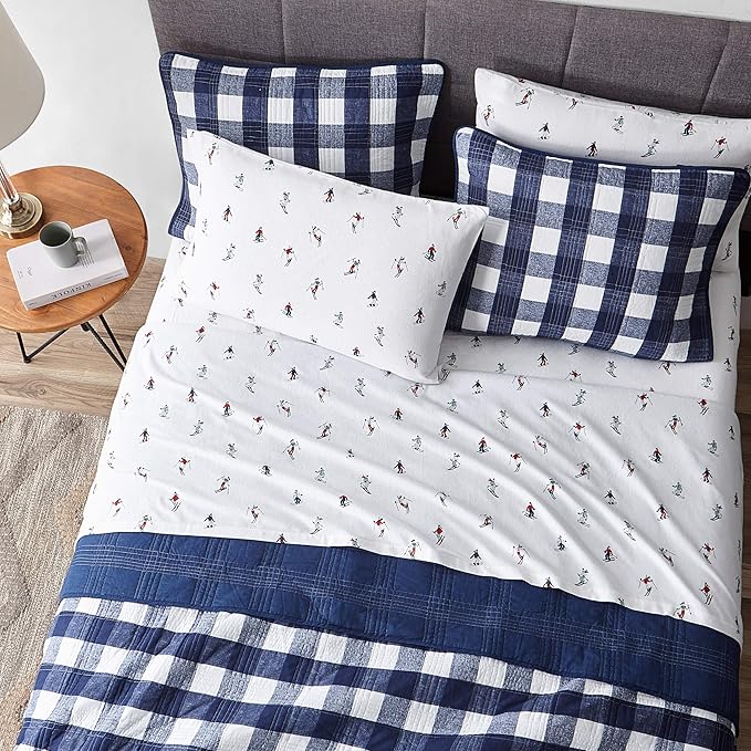 Eddie Bauer - Flannel Sheets Full Size, Anti-Pilling & Wrinkle Resistant Cotton, Touchably Soft for All-Season Comfort - Bed Sheets with Matching Pillowcases & Fitted Sheet (Ski Slope White)