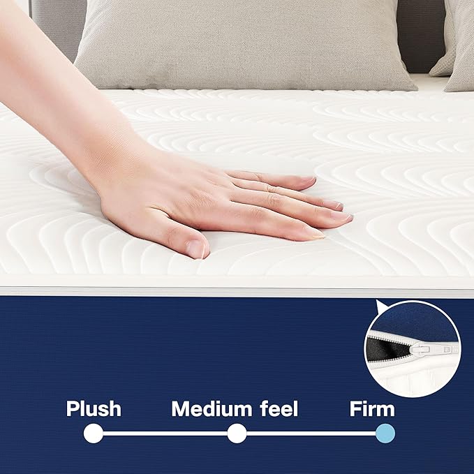 Swbvs Firm Double Mattress, 12 Inch Cooling Memory Foam Full Size Mattress with Removable Zippered Cover for Easy Cleaning, Pressure Relief & Firm Support