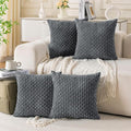 Set of 4 Medium Grey Decorative Throw Pillow Covers 20x20 Inch Corduroy Pillow by Cozoomy