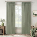 96 Inch Sage Green Linen Pinch Pleated Light Filtering Curtains 2 Panels | by Twodrapes