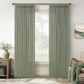 Thick Linen Pinch Pleat Sage Green Light Filtering Curtains 102 Inches Long | by Twodrapes