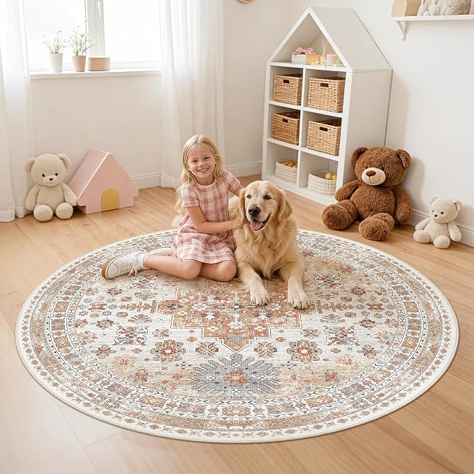 Round Rug 6ft, Circle Rug for Dining Room Table, Dining Room, Nursery Room - Image 8