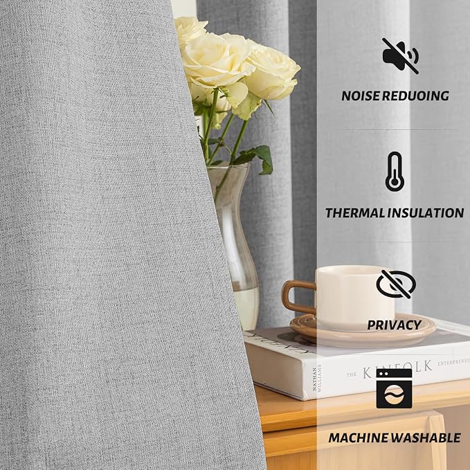 Yakamok Dove Grey Linen Textured Curtains 72 Inches Long - Image 5