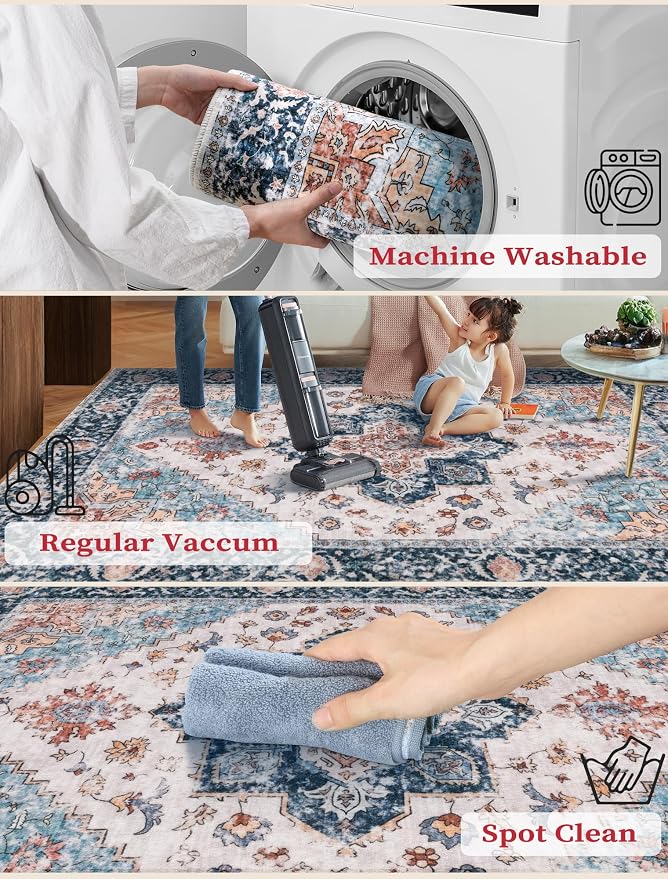 SERISSA 2x6 Washable Non Slip Boho Runner Rug - Image 3