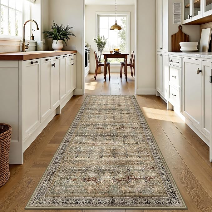 2x6 Hallway Runner Rug, Washable Vintage Retro Long Runner Rugs by Yarooge