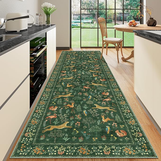 DUKINO 3x10 Washable Runner Rug, Non Slip Animal Rug by DUKINO