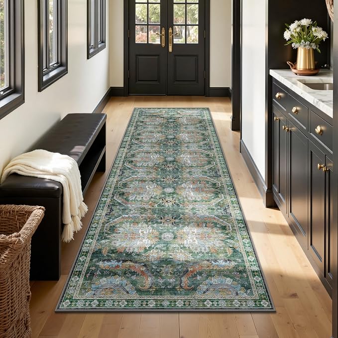 2x6 Hallway Runner Rug, Washable Vintage Retro Long Runner Rugs - Image 3
