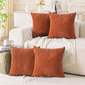 Set of 4 Burnt Orange Decorative Throw Pillow Covers 22x22 Inch Corduroy Pillow by Cozoomy