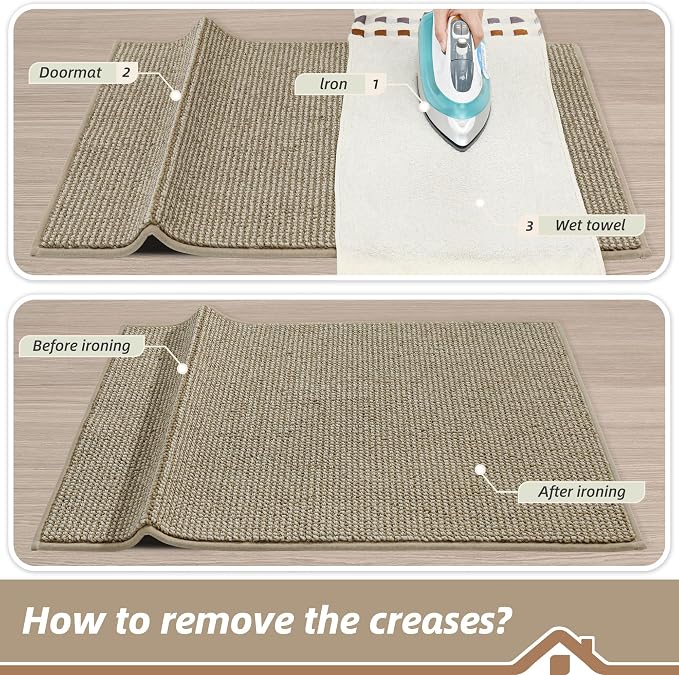 BEQHAUSE Dirt Trapper Door Mat 24" x 60", Non-Slip Washable, Light Beige | - Image 9