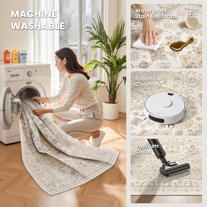 10x14 Area Rugs for Living Room, Large Washable Rug, Dining Room, Low Pile - Image 5
