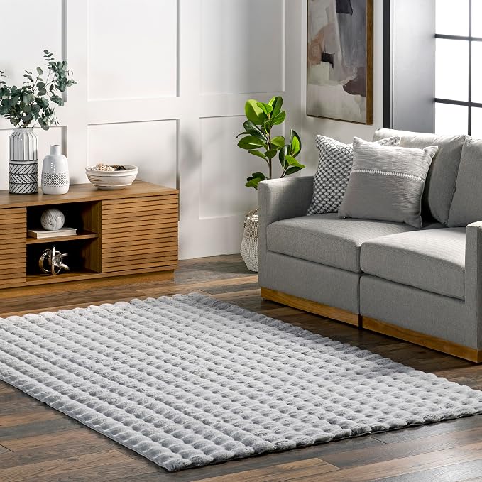 nuLOOM Jeni Silver Checkered Washable Area Rug by nuLOOM