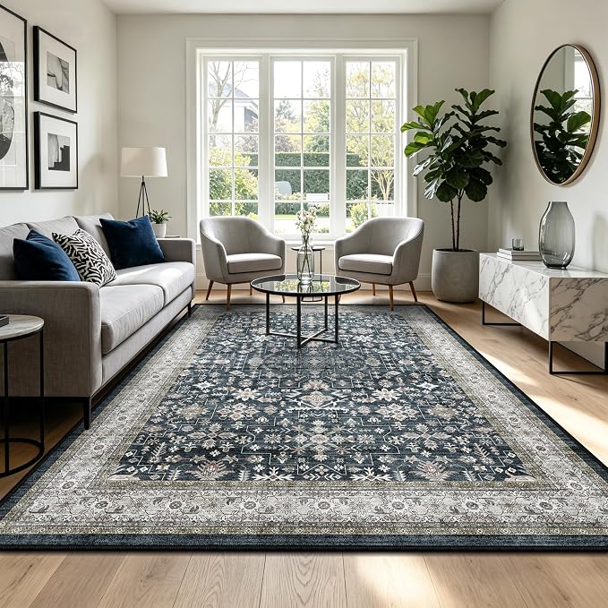 Washable Area Rug 4x6 for Living Room Bedroom | Low Pile; Non Slip;Machine - Image 7