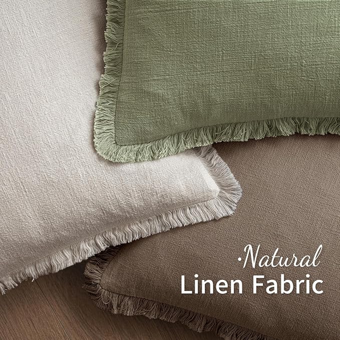 MIULEE Linen Decorative Fall Lumbar Throw Pillow Covers Cocoa Brown 12x20 | Set - Image 4