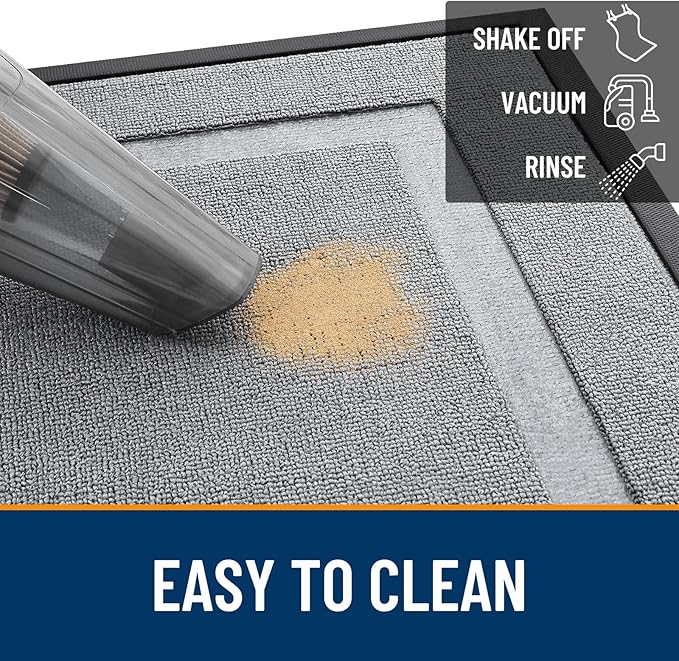 OLANLY Front Door Mat Outside 47x23, All-Season Heavy-Duty Rubber Doormat | Ash - Image 5