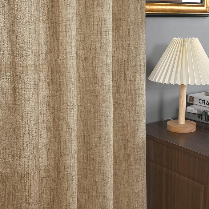 YoungsTex Burlap Linen Curtains 63 Inch Length 2 Panels - Image 8