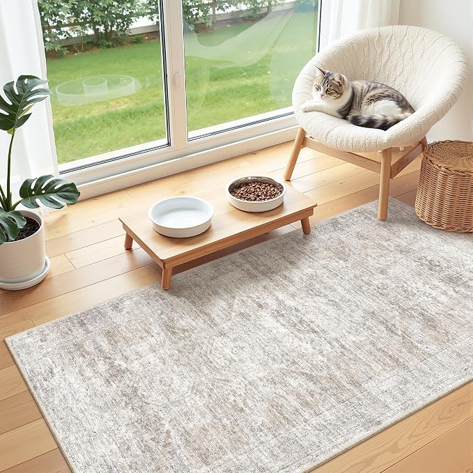 2x4 Rug Runners for Hallways Non Slip, Taupe | Washable Rugs for Kitchen - Image 4