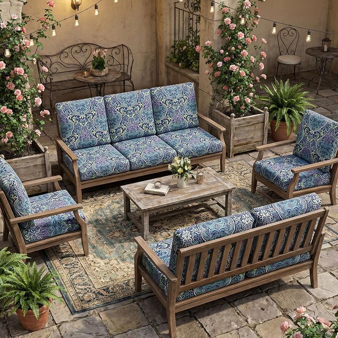 14Pcs Patio Cushion Covers Stretch Outdoor Furniture Protector Slipcovers | - Image 6