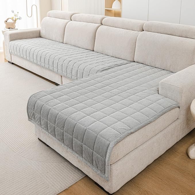 Velvet Couch Covers for Sectional Sofa Washable, Non-Slip L Shaped Sectional - Image 2