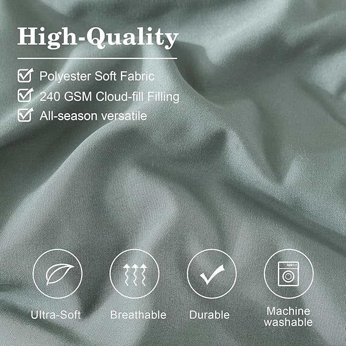 Monbix Full Size Comforter Set - 7 Pieces Sage Green Bed in a Bag Full Size Bedding Sets with Comforters, All Seasons Comforter with Sheets,Pillowcases & Shams