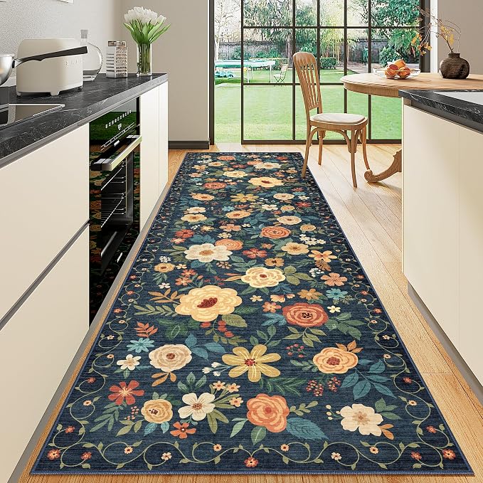 DUKINO 3x10 Runner Rug, Washable Kitchen Runner Rug Non Slip, Low Pile by DUKINO