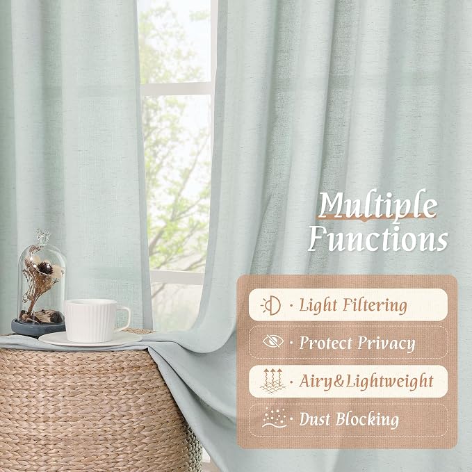 Light Blue Linen Curtains 72 inch Length - Image 9