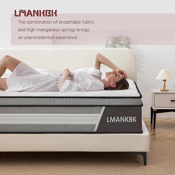 King Mattress, 14 Inch Innerspring Hybrid Mattresses in a Box with Gel Memory Foam, Individually Wrapped Encased Coil Pocket Spring Mattress, Pressure Relief, Medium Firm Support,76"*80"*14"…