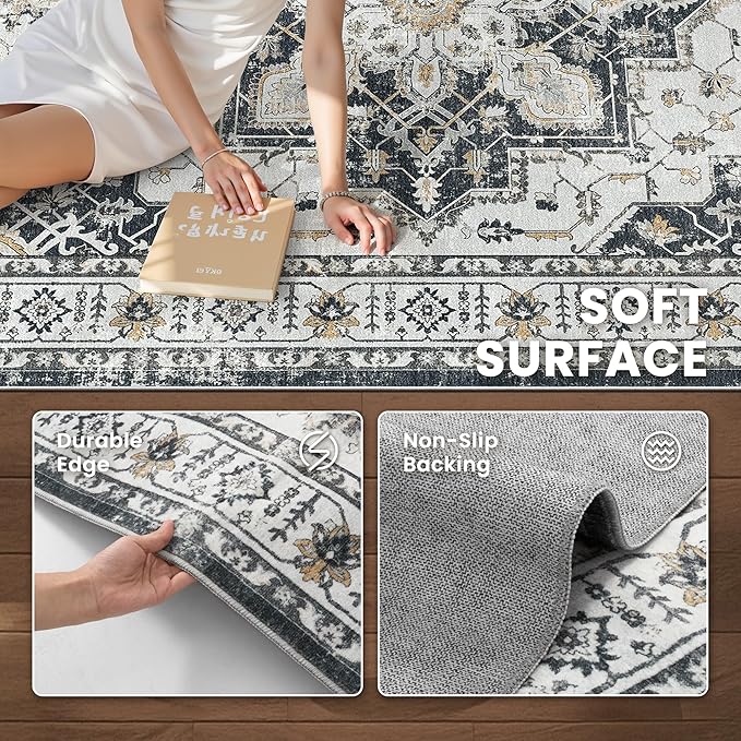 5x7 Area Rugs for Living Room, Large Washable Rug, Dining Room, Low Pile - Image 6