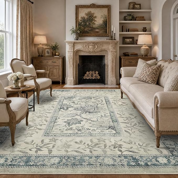 GarveeHome Vintage Blue Area Rug 8x10 by GarveeHome