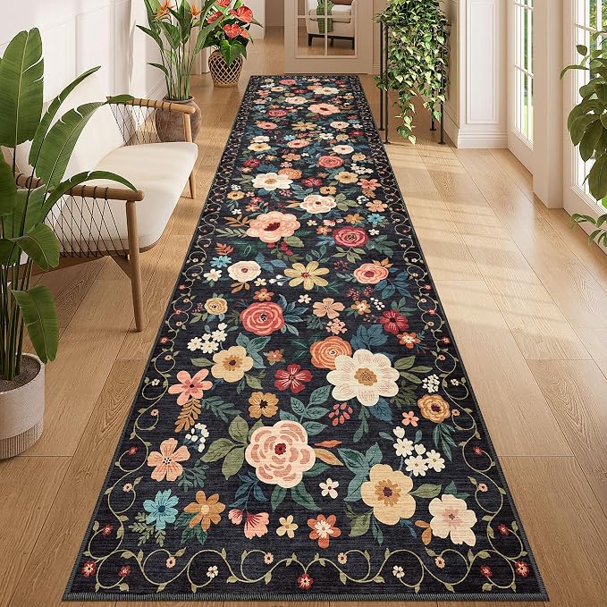 DUKINO 3x12 Washable Runner Rug, Long Hallway Runner Rug Non Slip, Low Pile by DUKINO