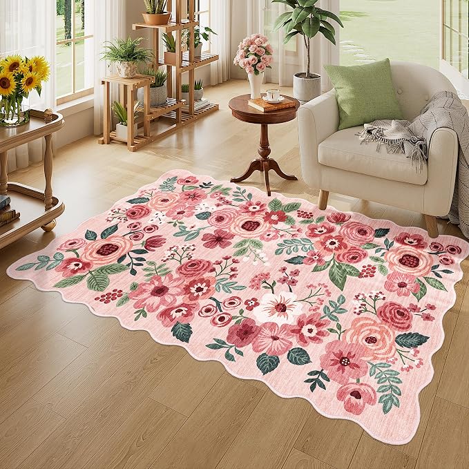 DUKINO 3x5 Area Rugs, Non Slip Floral Washable Rug - Image 3