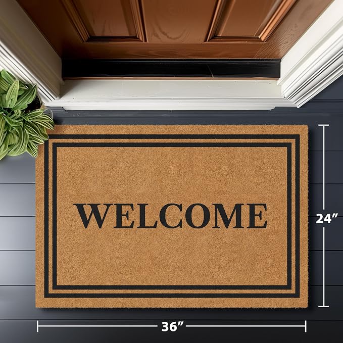 Barnyard Designs Natural Coco Coir Non-Slip Doormat | Heavy-Duty Welcome Mat - Image 3