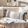 Navy Dark Blue Boho Decorative Lumbar Pillow Cover 14x36, Long Body Pillow by BlissBlush