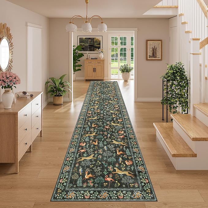 DUKINO 3x14 Runner Rug for Hallway, Washable Animal Kitchen Rugs, Low Pile - Image 5