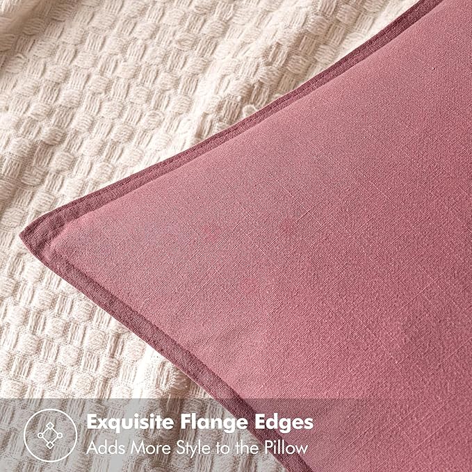 MIULEE Decorative Linen Pillow Covers 20x20 Inch Cranberry Red | Boho - Image 2